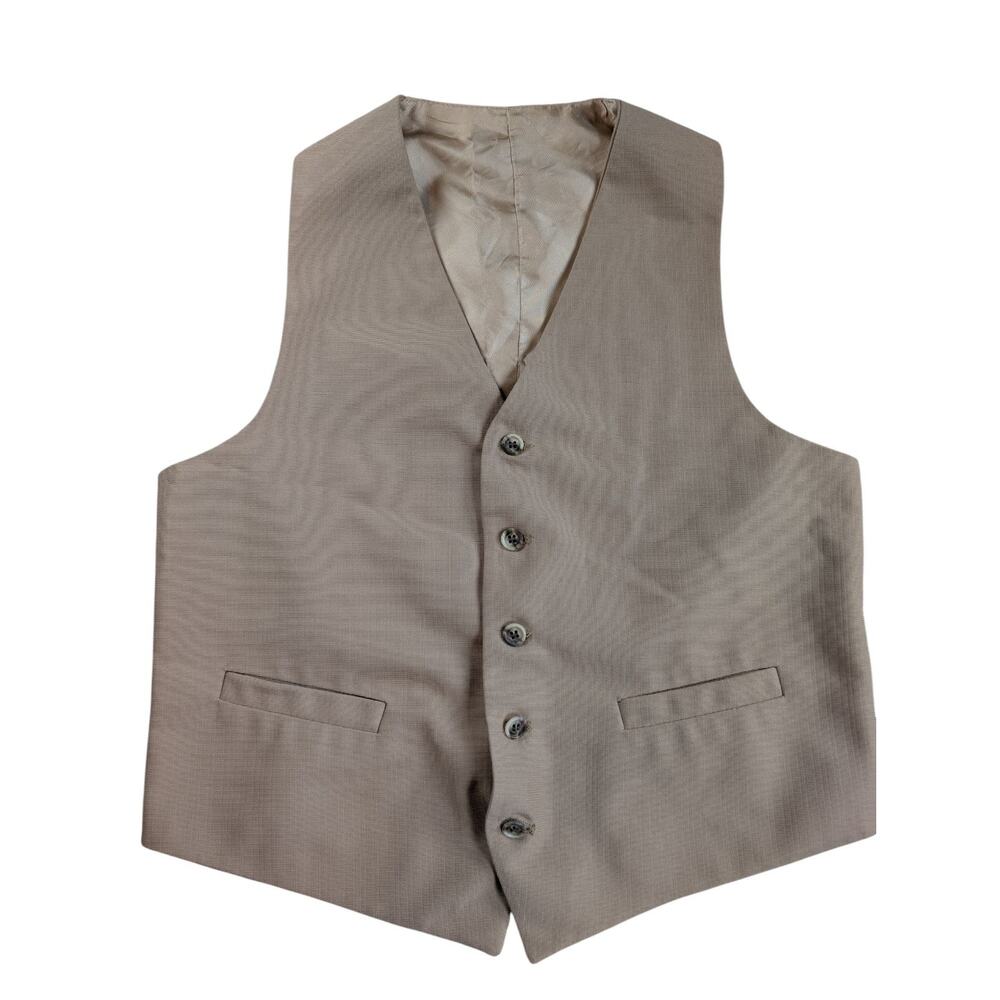 Vintage 60's 70's Men's Handmade Suit Vest Tan /Golden Groovy  Retro Disco